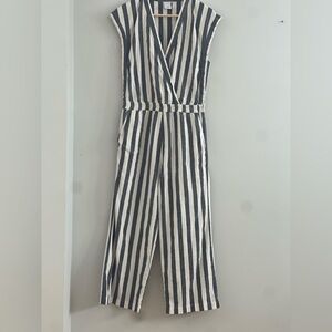 Women’s ICHI Gold Accent Striped Jumpsuit